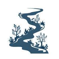 River channel vegetation icon in navy blue